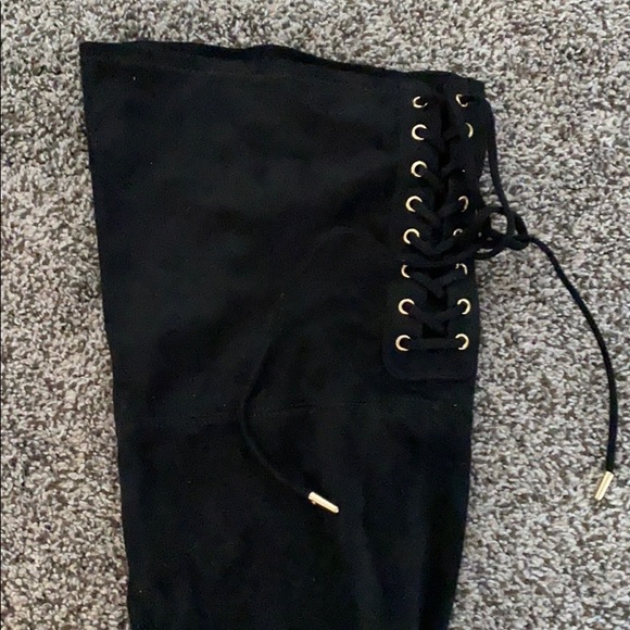 Material Girl Over the Knee Velvet Heeled Boot - Picture 3 of 6